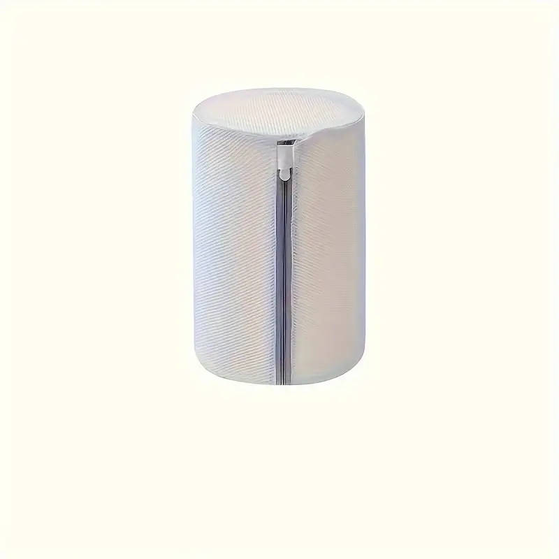 1pc Oval Polyester Laundry Bag with Zipper Closure Knitted Fabric Washing Machine Protector for Shoe