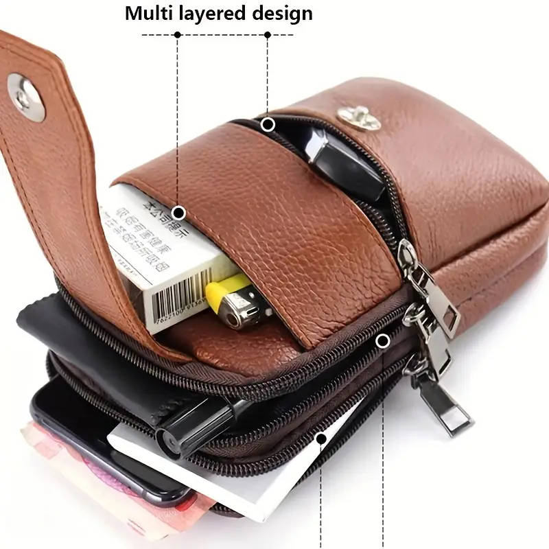 Genuine Leather Men's Satchel Bag, Multi-functional Bag For Outdoor Activities