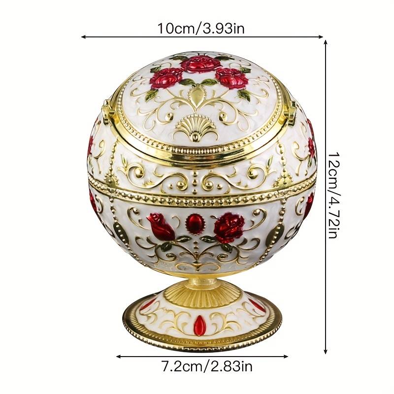 1pc Burronwood Elegant Rose-Shaped Zinc Alloy Ashtray with Lid Smoke-Free Windproof Easy to Cl