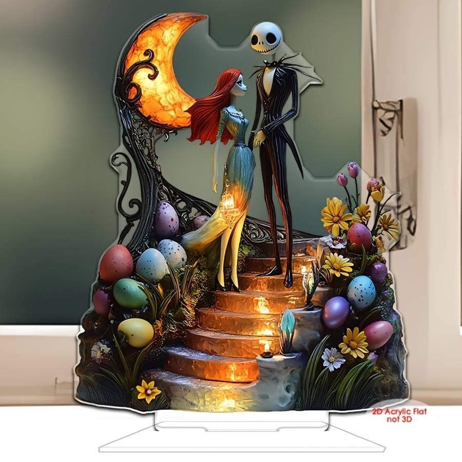 1pc 2D Flat  Classic  Plane Detachable Acrylic Tabletop Ornament Disney Jack and Sally Romance