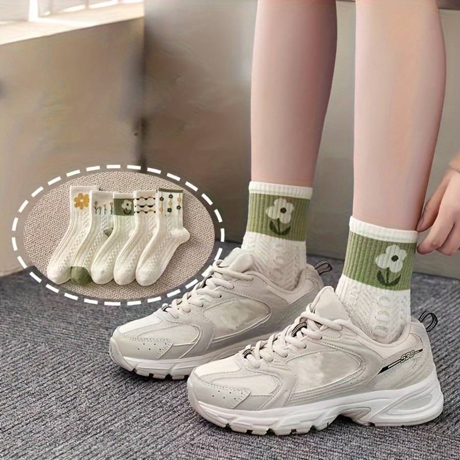 5 Pairs Mixed Color One Size High Elastic Socks