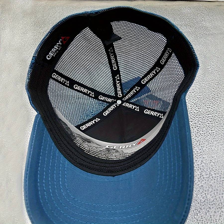1pc Baseball Cap with Snow Mountain Embroidery Adjustable Snapback Sporty Blue White Strip