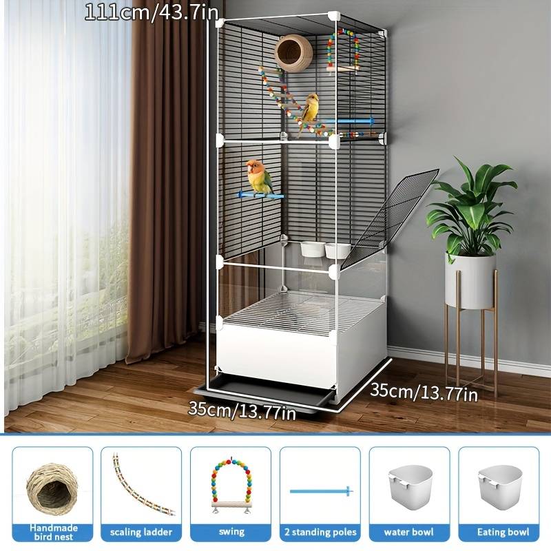 1pc White Model Anti-splash 1 layer of grid + 1 layer of transparentPet Cage