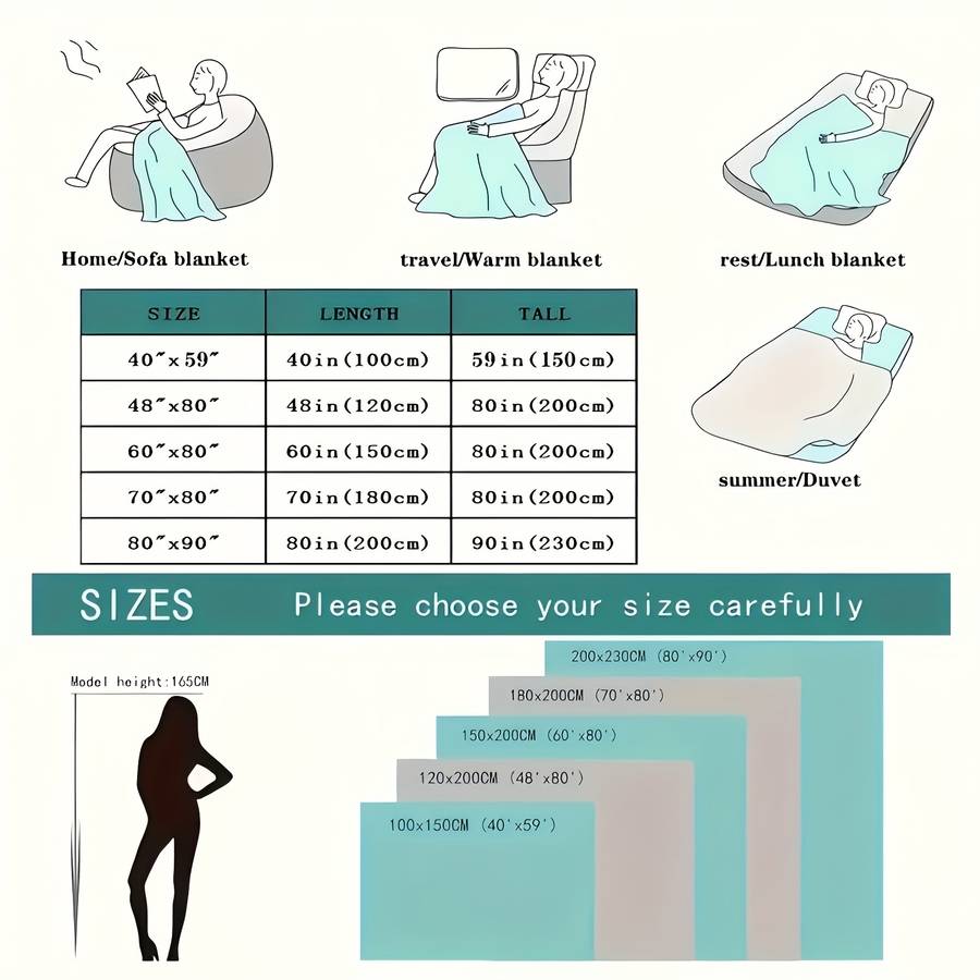 1ps Blanket Color Coffee Gray Grid size 150x200cm