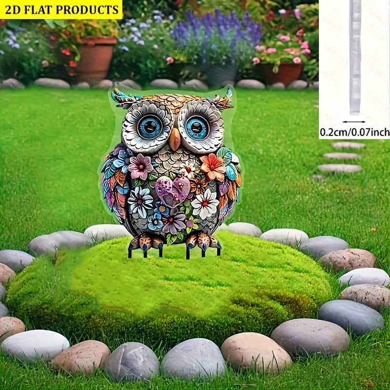1pc 2D Flat    Fantasy Bohemian Style Acrylic Owl Garden Ground Insert
