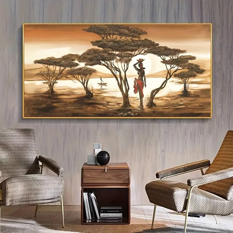 1pc African Sunset Abstract Canvas Wall Art 59.99 x 119.99cm Frameless Large Canvas Painting Modern