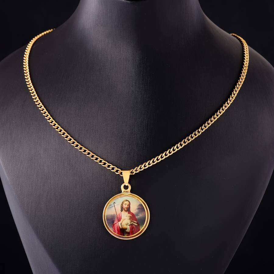 1 Piece Golden style 2 Jesus Theme Pendant