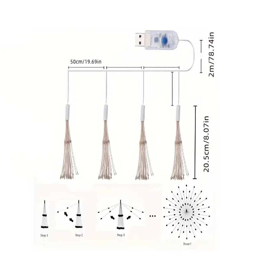 4 Strings Of Led Fireworks Colourful
