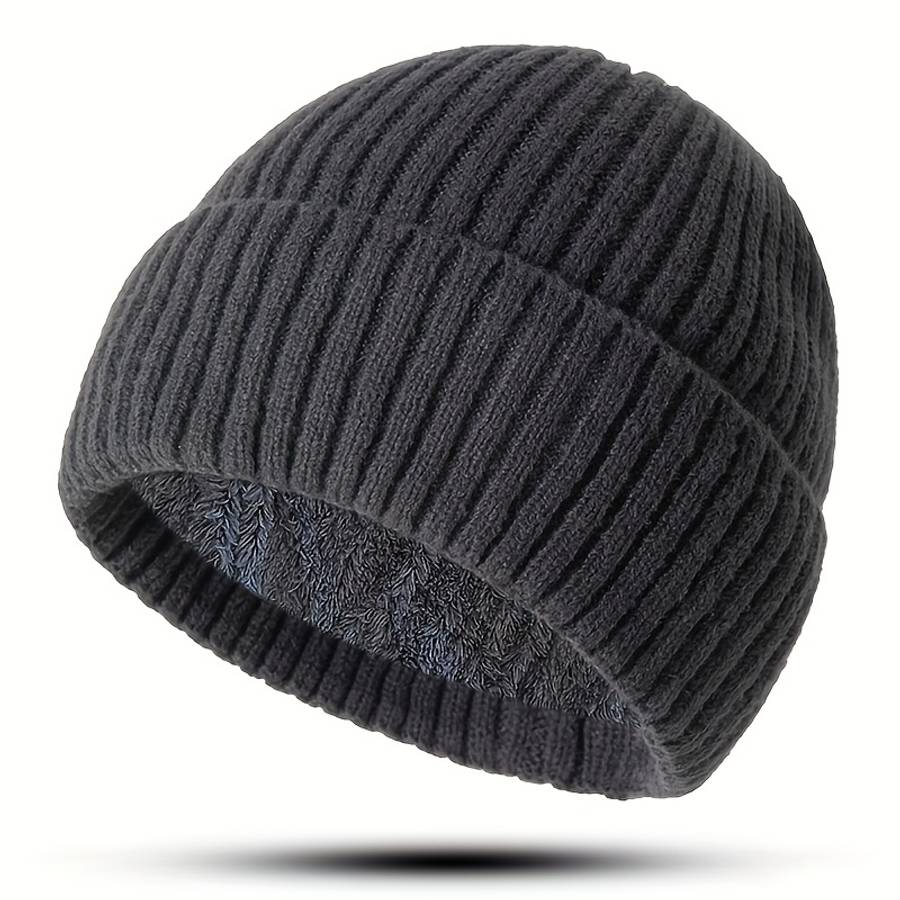 Winter Warmth Unisex Knit Beanie Hat with Folded Cuff Acrylic 95% Polyester 5% Elastic