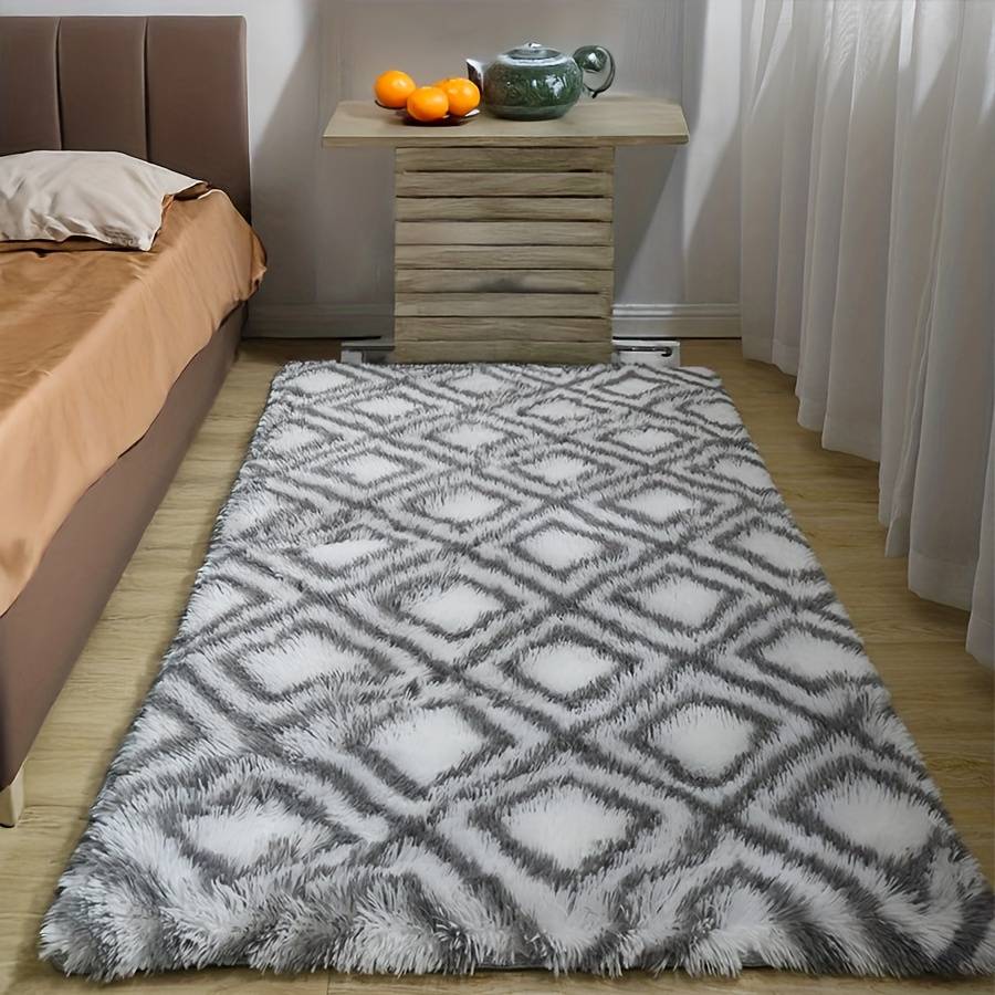 1Pc White background gray square 40x120cm 15.75x47.24inch Floor Mat