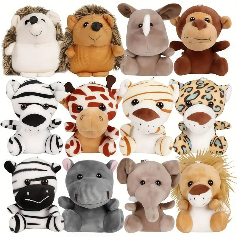 12-Piece Forest Animal Lion Tiger Plush Toys