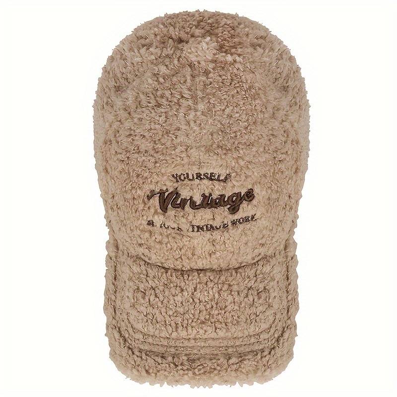 1pc 1 Vintage-Inspired "Authentic Vintage" Baseball Cap Cozy Beige Fleece 100% Polyester Hand-W
