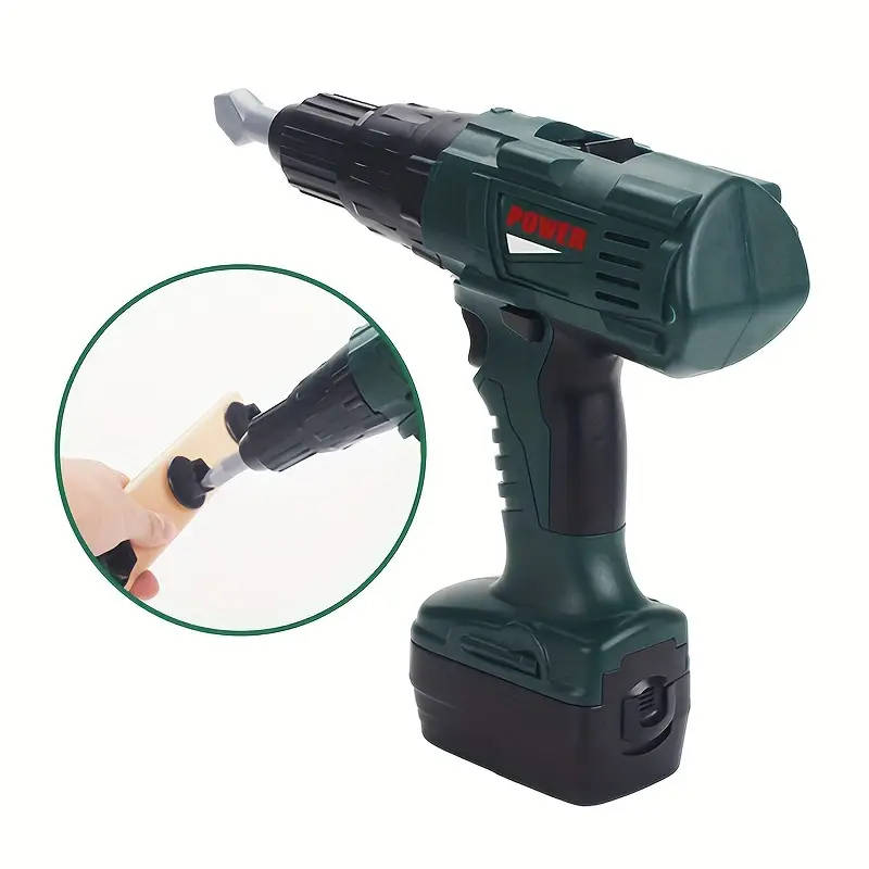 3in1 Electric Drill Set Toy for Youngsters Ages 3-5 Realistic Sound  Action Army Green Toy Construct