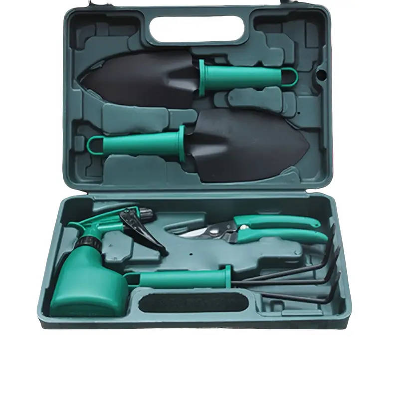 5pcs Gift Box Set of Colorful Gardening Tools - Metal Loosening Shovel, Weeding Trowel, Pruning Shea