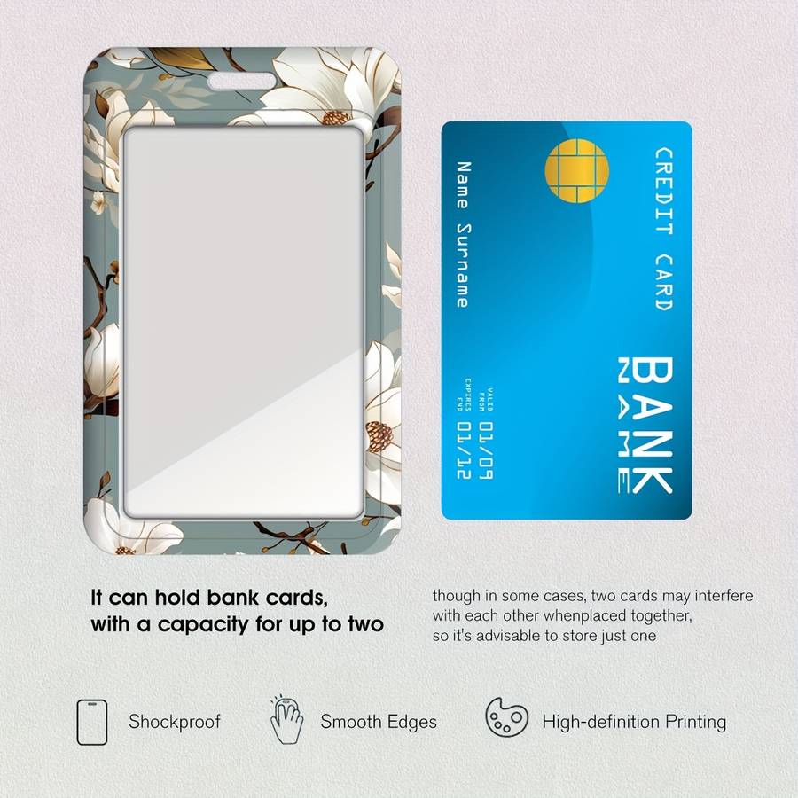 1pc A Card Holder for Doctors And Nurses Featuring a White Magnolia Flower Design Suitable for Bus