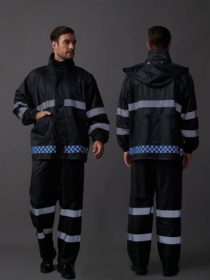 Raincoat Black 2Piece Set Top  Bottom Size Uk M