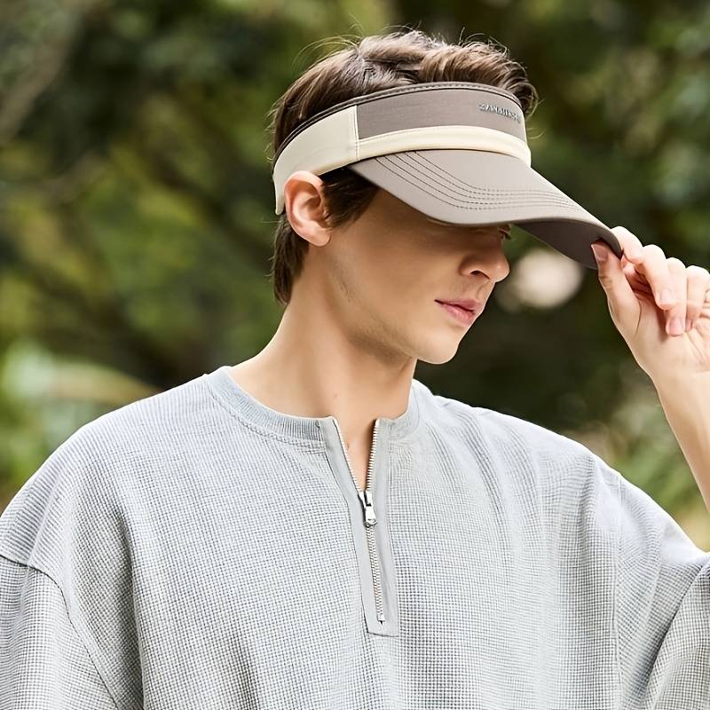 1pc Unisex Adjustable Sun Visor Hat with Breathable Design Black White Striped Open-Top Cap for