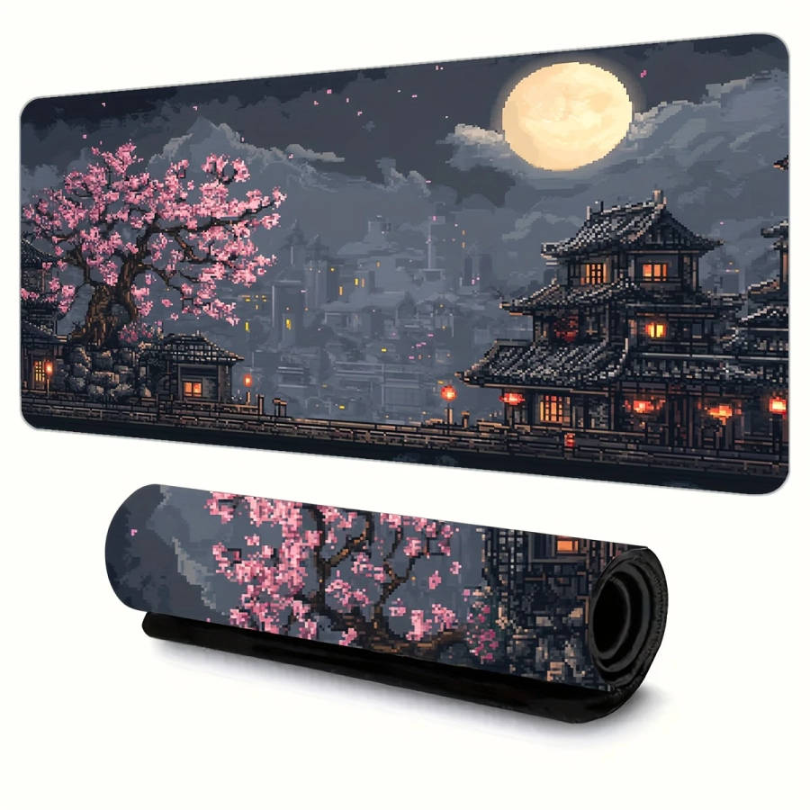 1pc 30x80cm Vibrant Cherry Blossom Night Scene Mouse Pad Gaming