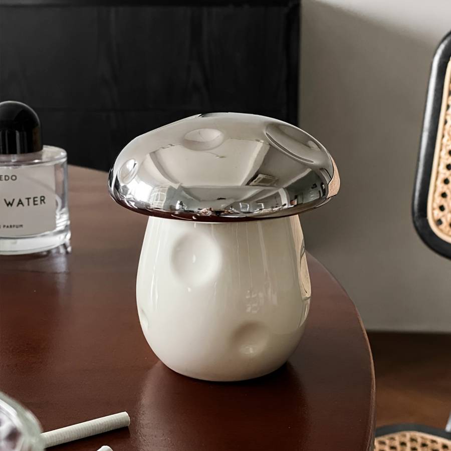 1pc Handmade Ceramic Mushroom Ashtray with Lid C Windproof Design for Indoor Outdoor Use Cut