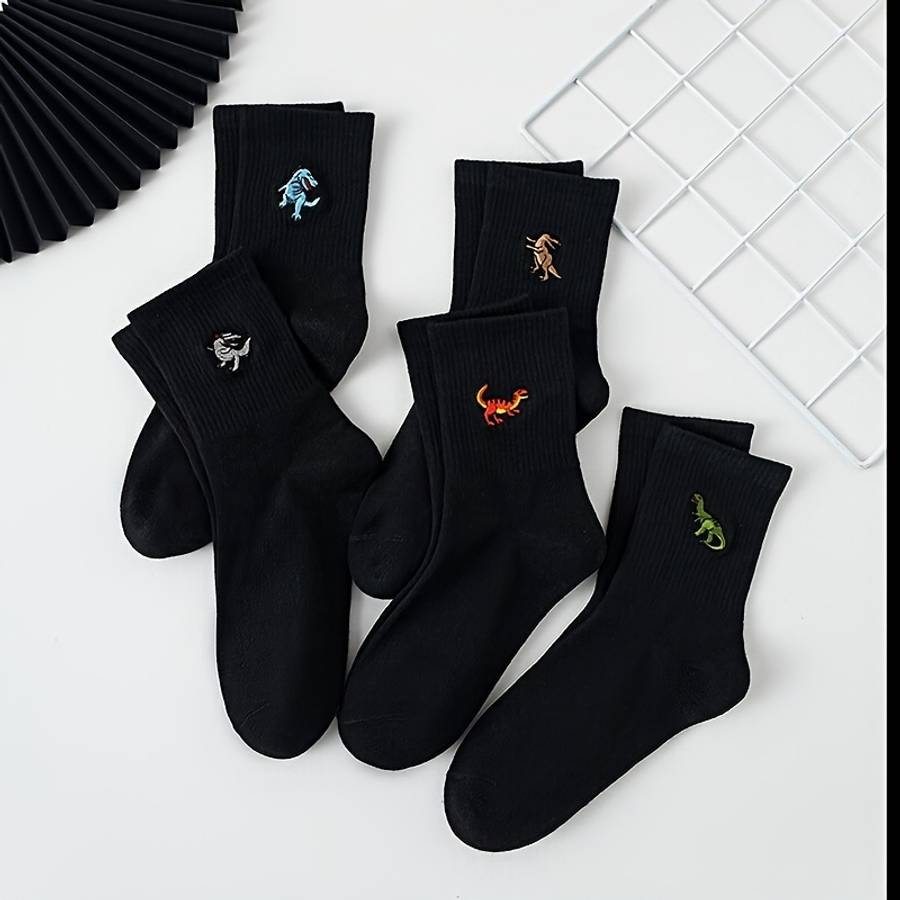 5 Pairs Of Black One Size High Elastic Socks