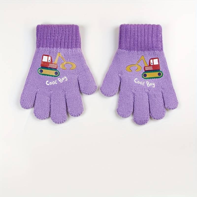 1 Pair Purple Thick Size 1 To 5 Years Old Warm Gloves