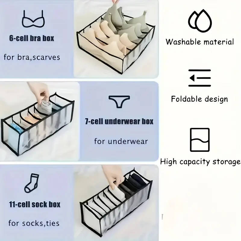 Set of Three Non-Woven Fabric Storage Boxes