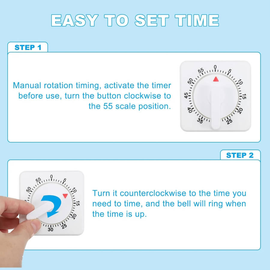 1pc Simple Mechanical Timer Kitchen Small Square Pendulum Timer Reminder High Quality Energy Saving