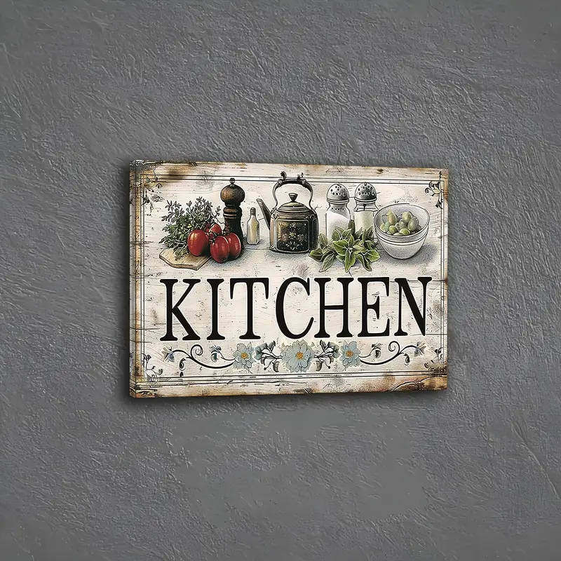 1pc Farmhouse Kitchen Canvas Wall Art Rustic Food Vegetable Theme Painting Woven Other Material Deco
