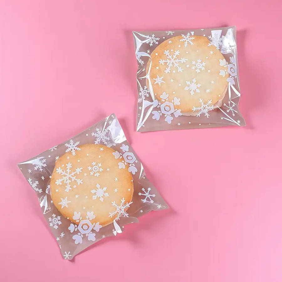100 Transparent Snowflake Christmas Print Gift Bags