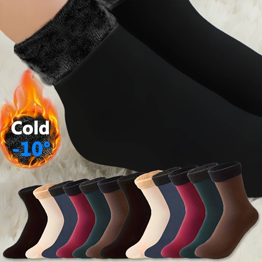 Sock Black 6 Pairs Flannel Warmth One Size