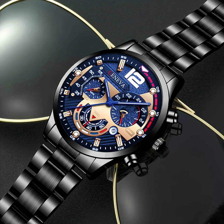 1pc Luxury Men's Quartz Watch Set Business and Casual Timepiece Suitable for School Opening Christma