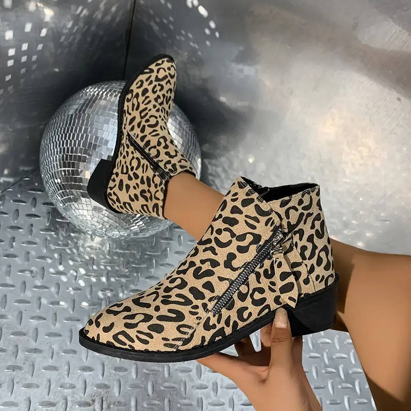 Leopard Print Women's Ankle Boots