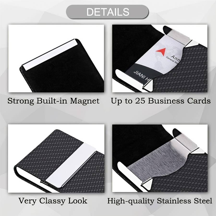 1pc Business Card Holder Faux Leather Business Card Case Pocket Card Holders for Men Or Women Met