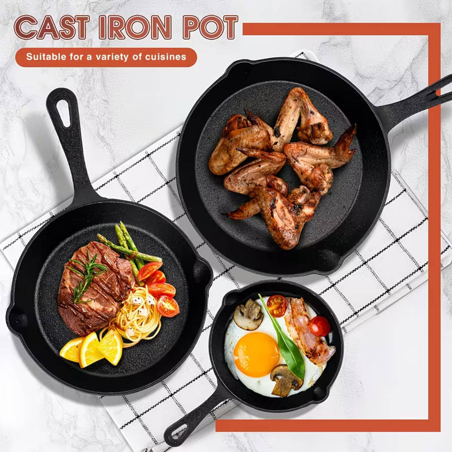 3pcs Cast Iron Skillet Set