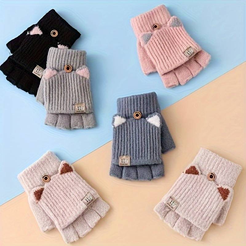 1 Pair Pink One Size Warm Gloves