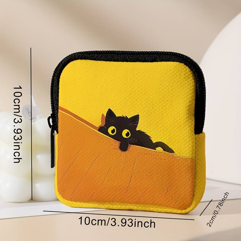 1pc Cat Print Pattern Large Capacity Coin Wallet Digital Printing Coin Wallet Storage Bag Multifun