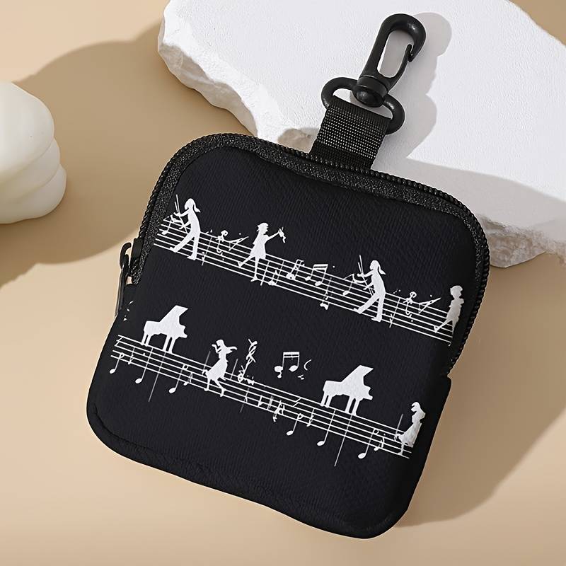1pc 1pc Coin Purse with Music Note for Man Pattern Print with Buckle and Zipper Pocket Multi-fun