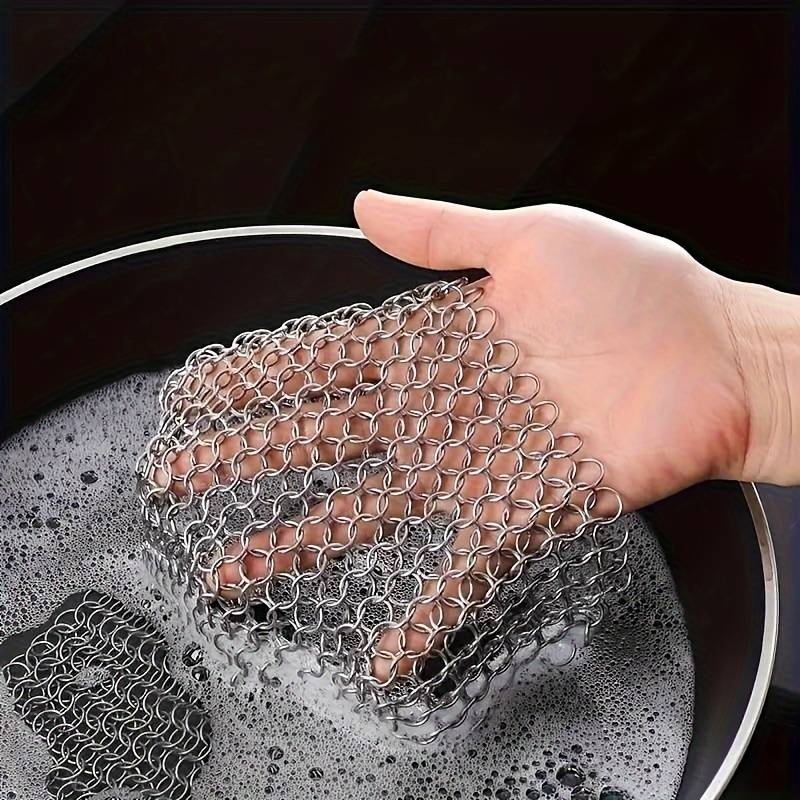 2-Pack 316 Stainless Steel Kitchen Scrubbers Reusable Heavy-Duty Metal Scouring Pads for Ski