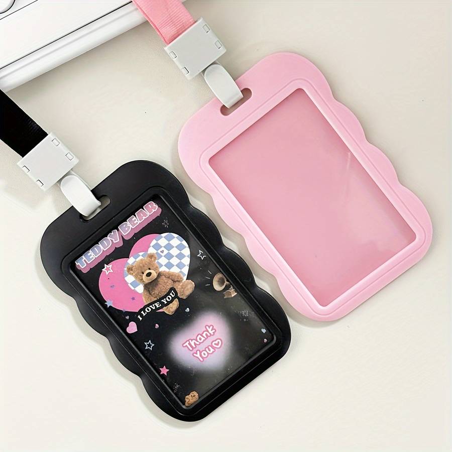 1pc 1 Set ABS Slide Card Holder 3 Inch ID Postcards Bus Rainbow Card Organizer With PP Buckle Lan