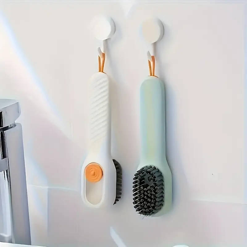 1pc Versatile Shoe Cleaning Brush with Easy-Dispense Liquid Dispenser Durable Medium Hardness Plasti