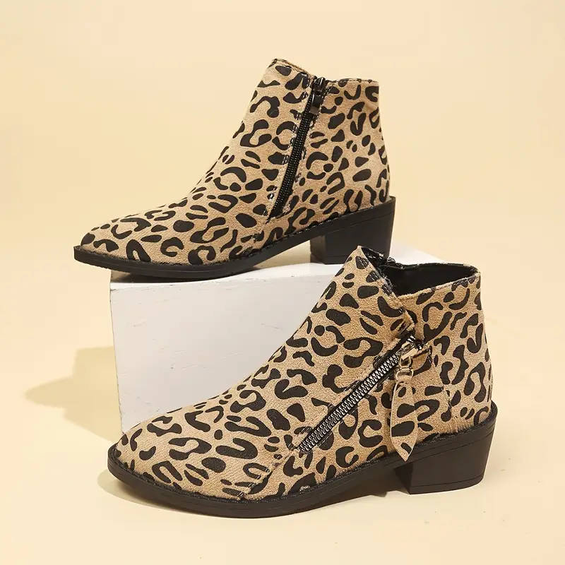 Leopard Print Women's Ankle Boots