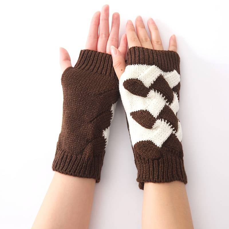 1 Pair Coffee Warm Gloves