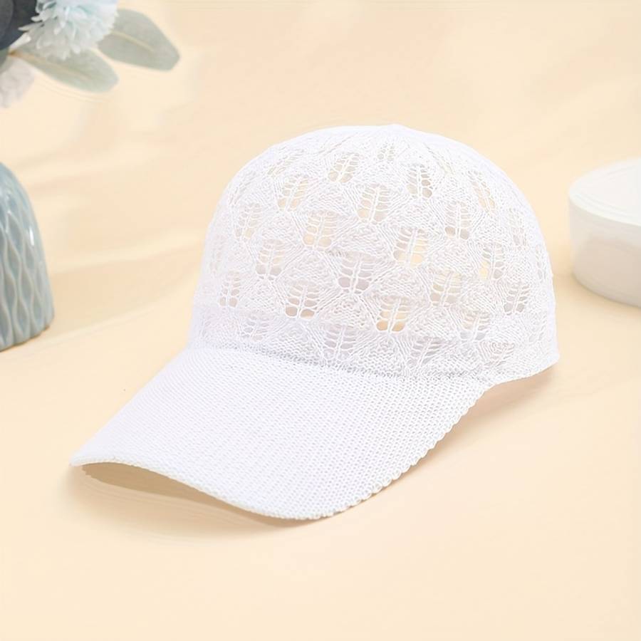 1pc Breathable Mesh Baseball Cap for Women Adjustable Lightweight Stylish Sun Hat with Hollow-