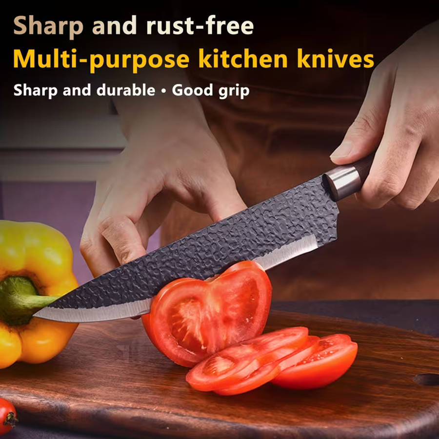 A Set Of 6 Stainless Steel Kitchen Knives