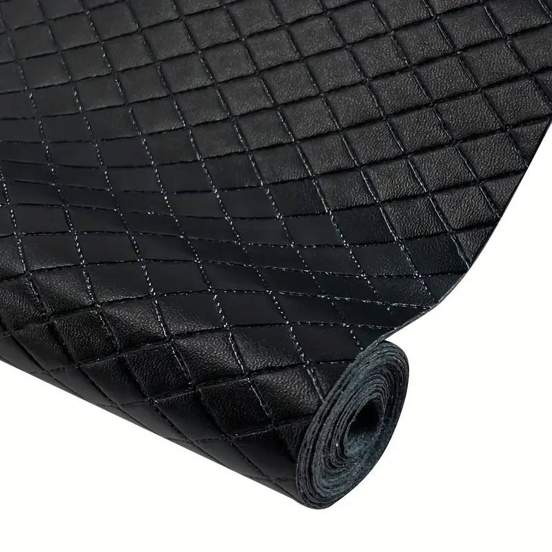 1pc Soft Synthetic Imitation Leather Diamond Embossed Black