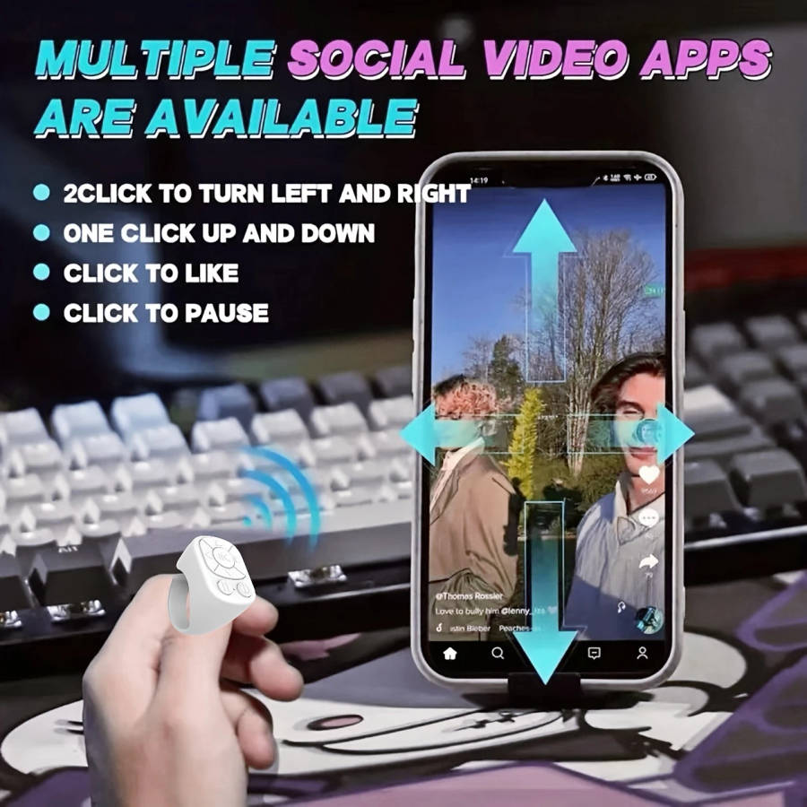 1Pc Mobile Phone Wireless Remote Control Multifunctional Selfie Video Controller Video Page Turning