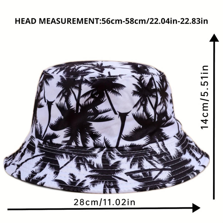 Reversible Palm Tree Print Bucket Hat