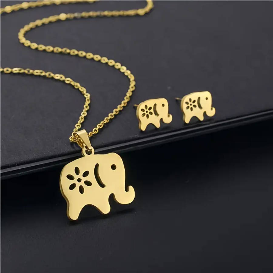 Stainless Steel Jewelry Set for Women - Elephant