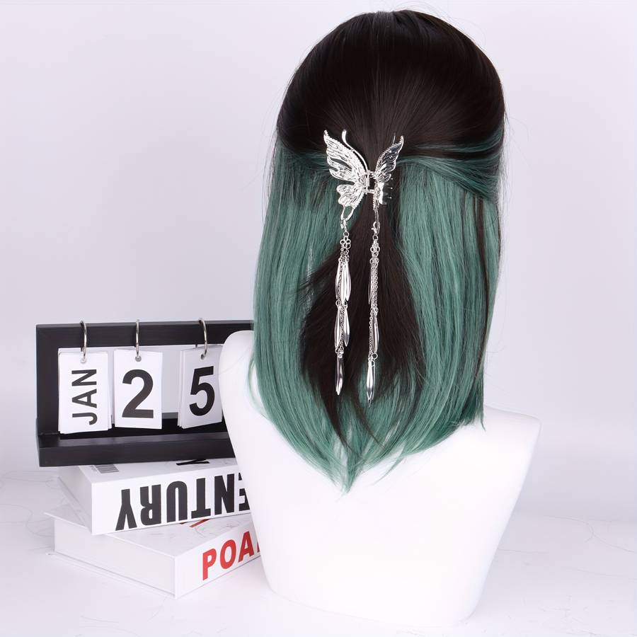 1Pc Brown Black+Green 40.64cm Fashion Design Wig