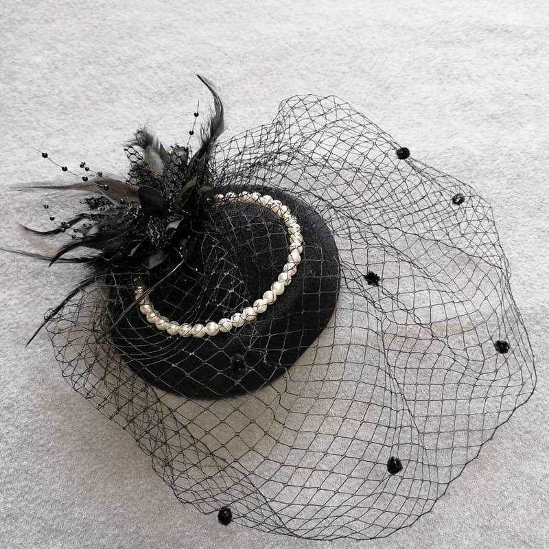 1pc Top Hat Bride Net Hat Cheongsam Accessories Elegant Style Small Top Hat Girl Show Evening Dress
